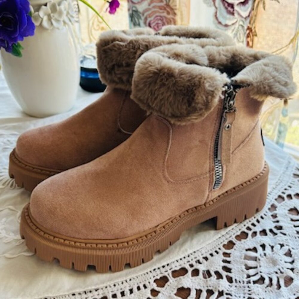 NWOT Suede look ankle boots